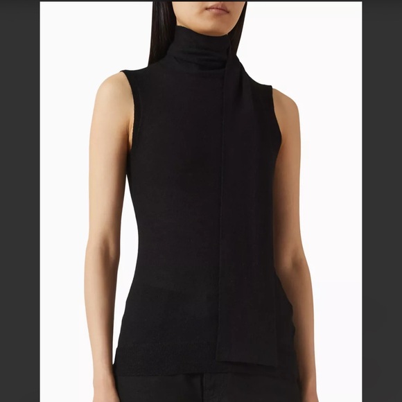 Enza Costa Sweaters - Enza Costa Black Sleeveless Scarf Sweater
